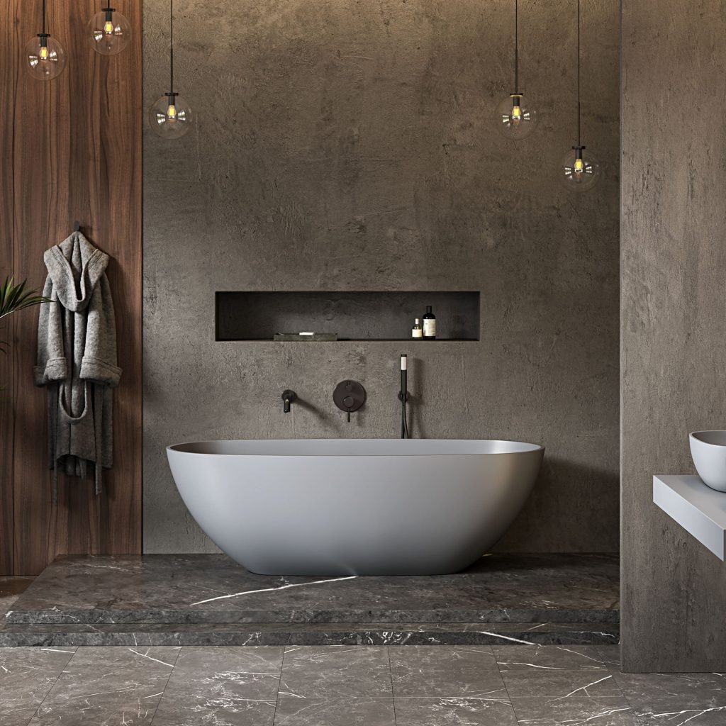 Grey Mako Freestanding Stone Bath
