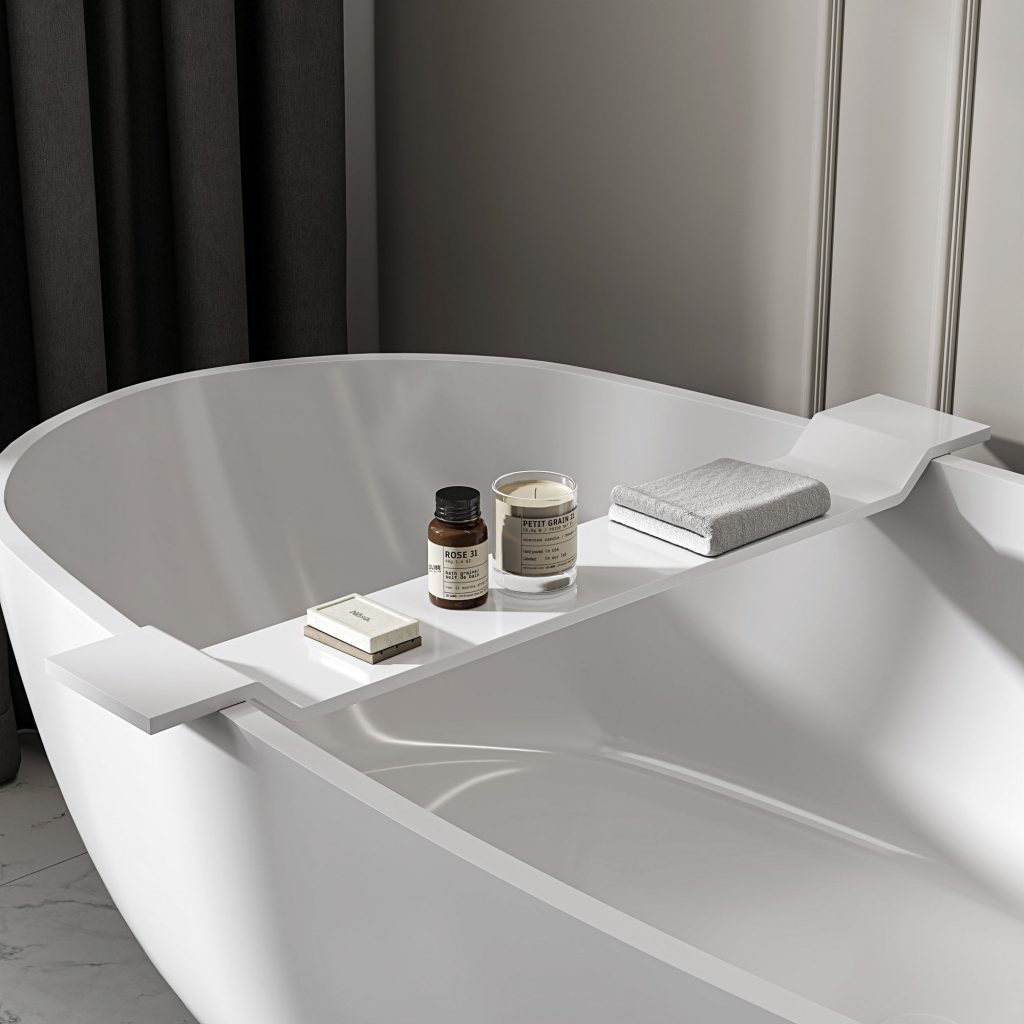 Contemporary white bath with accessories