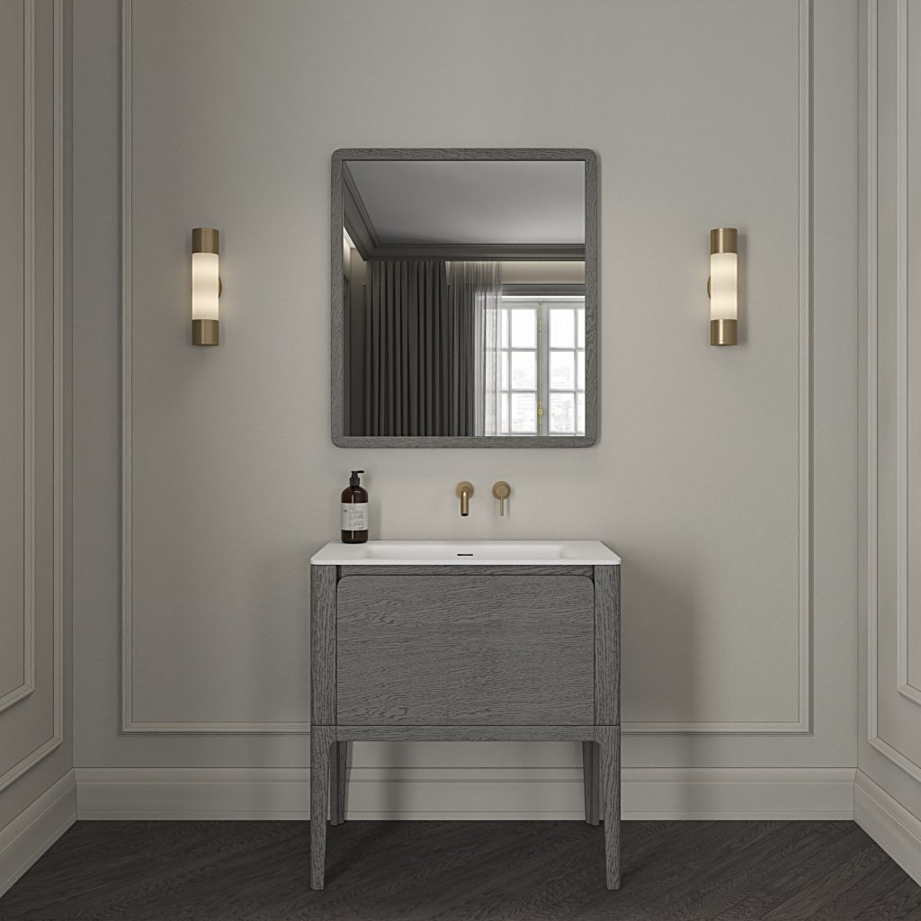 Jumeirah Vanity Unit with Stone Basin (Grey Oak 800mm)