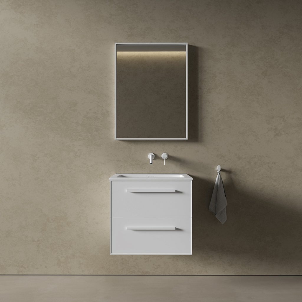 Missoni Vanity Unit with Stone Basin (Matt White 600mm)