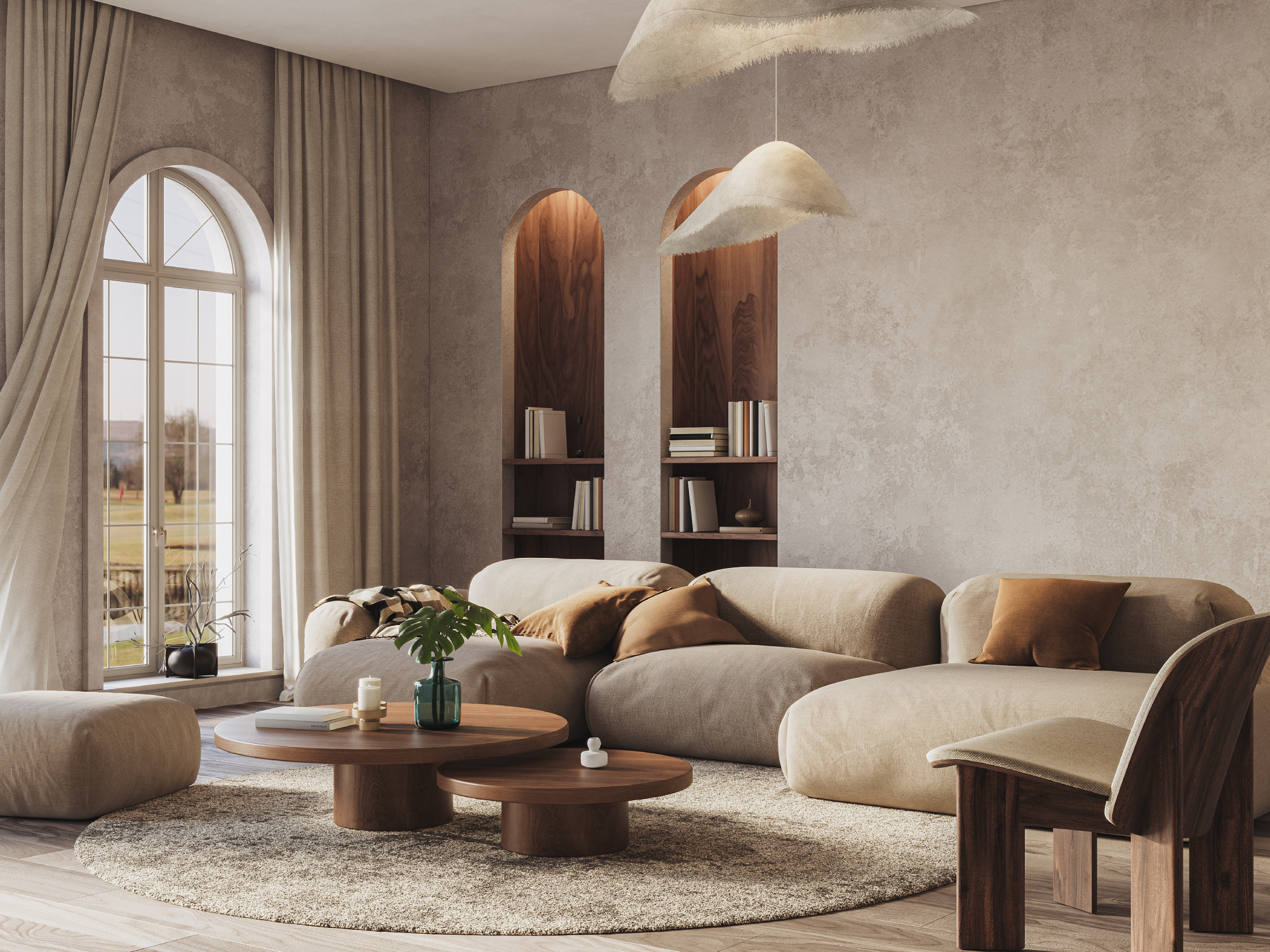 Luxury living room with a beige theme