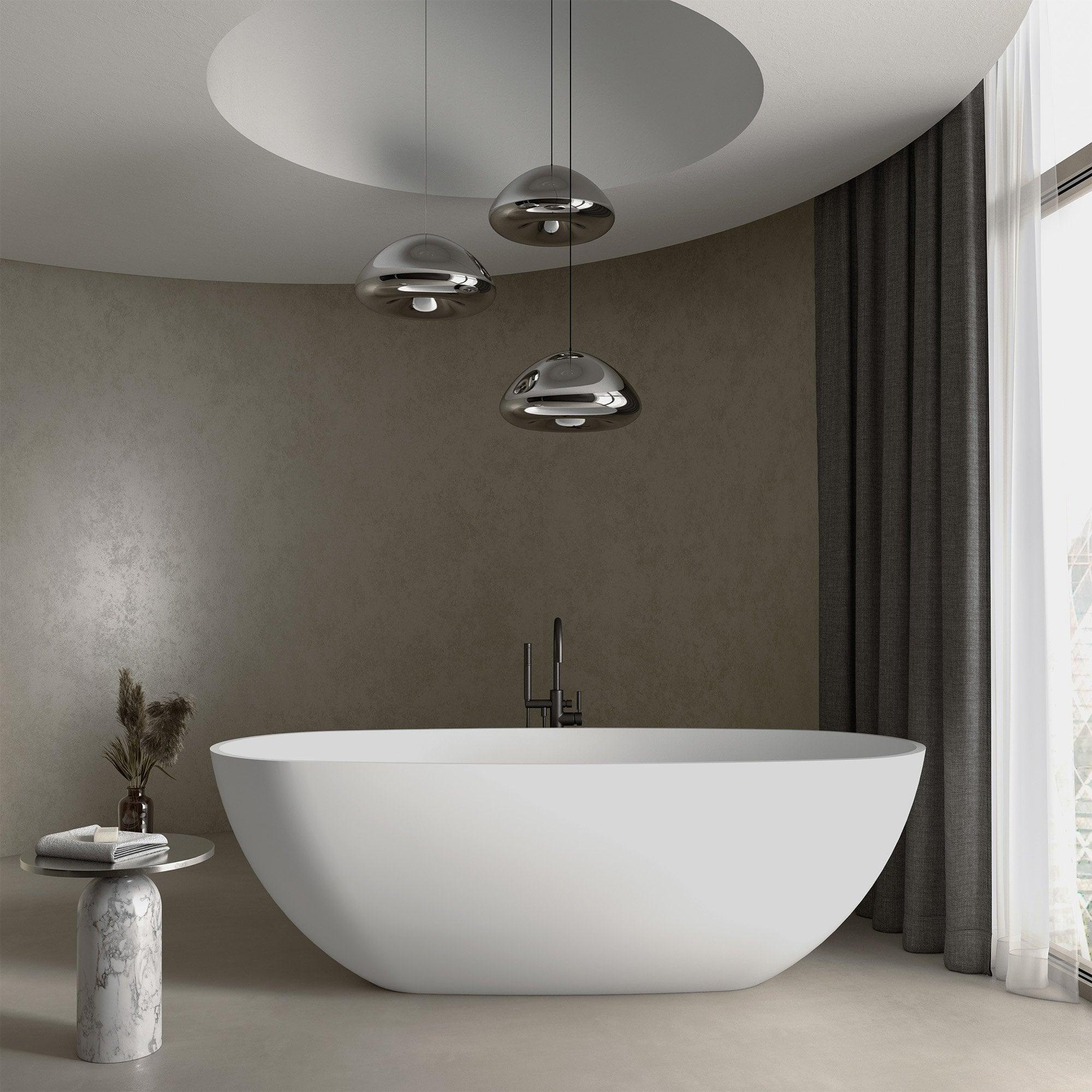 nosa white vermont freestanding oval bathtub in stylish modern room