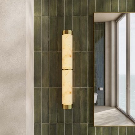 Albora Alabaster Mounted Brushed Gold Wall Sconce 600mm