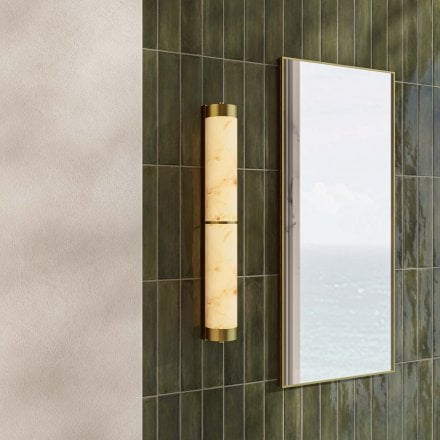 Albora Alabaster Mounted Brushed Gold Wall Sconce 600mm