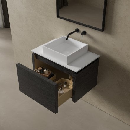 Aman Bathroom Vanity Unit (Black Oak 750mm)