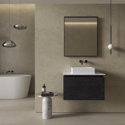 Aman Bathroom Vanity Unit (Black Oak 750mm)