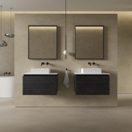 Aman Bathroom Vanity Unit (Black Oak 750mm)