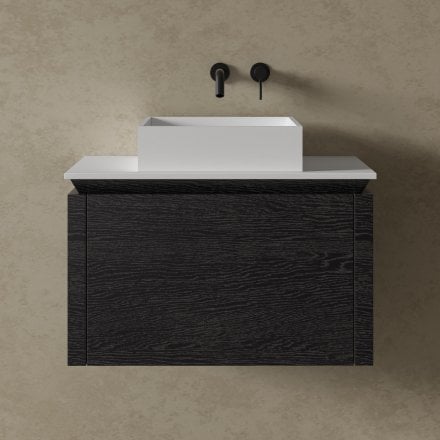 Aman Bathroom Vanity Unit (Black Oak 750mm)