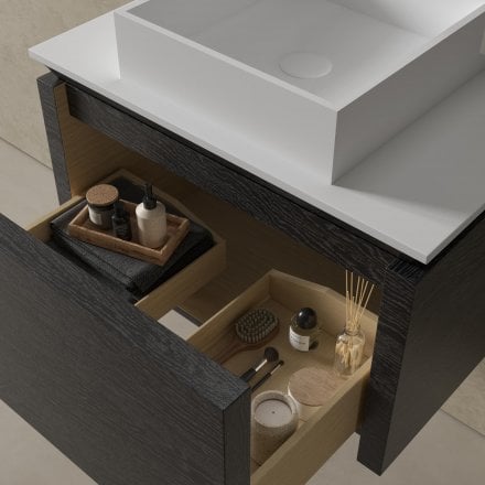 Aman Bathroom Vanity Unit (Black Oak 750mm)