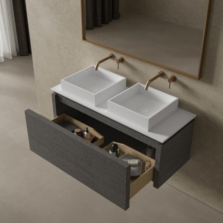Aman Bathroom Vanity Unit (Grey Oak 1200mm)