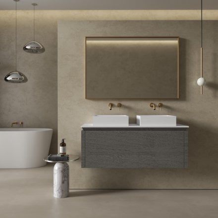 Aman Bathroom Vanity Unit (Grey Oak 1200mm)