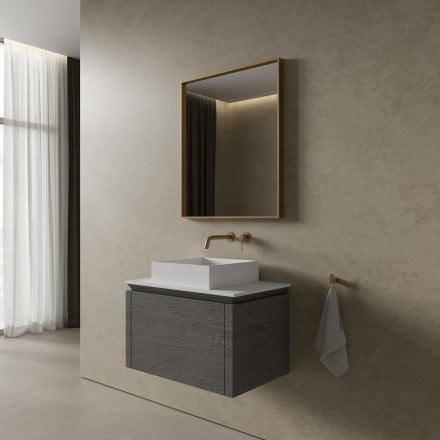 Aman Bathroom Vanity Unit (Grey Oak 750mm)