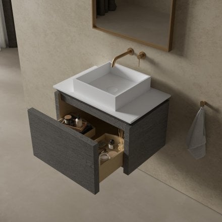 Aman Bathroom Vanity Unit (Grey Oak 750mm)