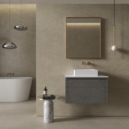 Aman Bathroom Vanity Unit (Grey Oak 750mm)