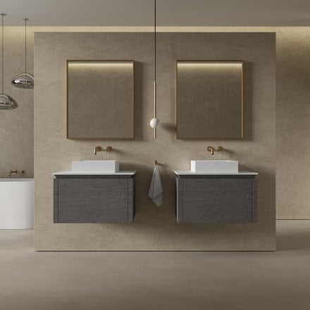 Aman Bathroom Vanity Unit (Grey Oak 750mm)