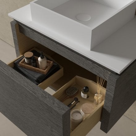 Aman Bathroom Vanity Unit (Grey Oak 750mm)
