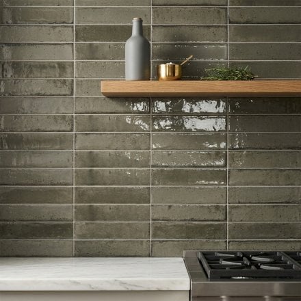 Ash Gloss - Aura Smooth Ceramic Wall Tile 75 x 300mm