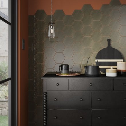 Ash Gloss - Aura Smooth Hexagon Ceramic Wall Tile 150 x 173mm