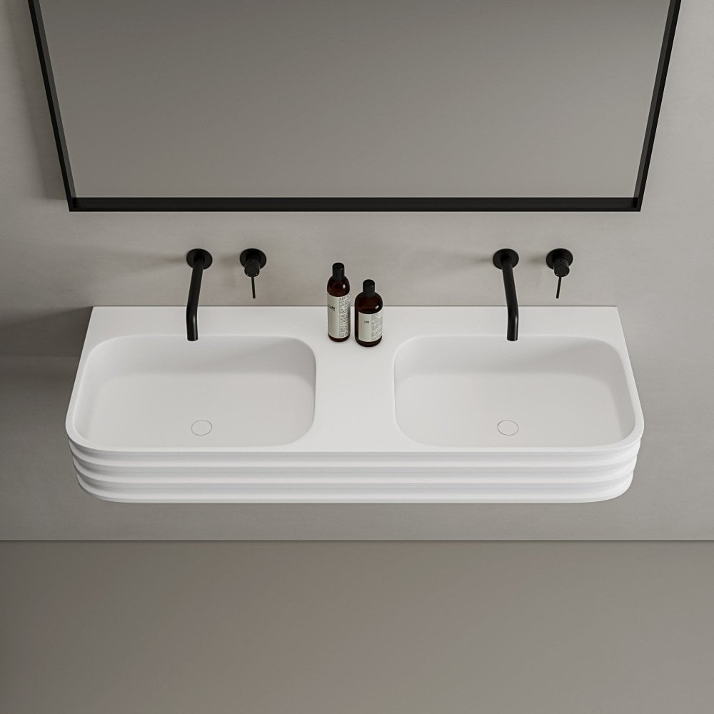 Audley Wall Mounted Double Stone Basin 1200mm