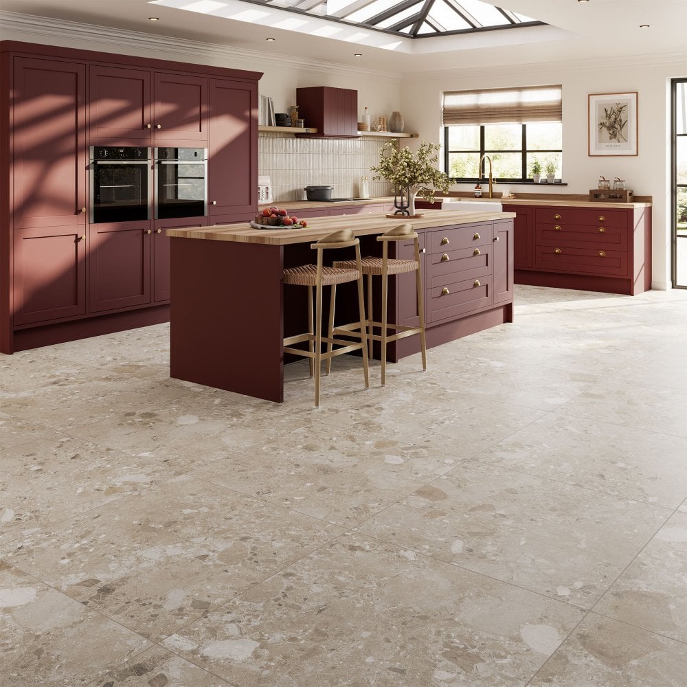 Beige Matt - Terazzia Smooth Porcelain Wall & Floor Tile 900 x 900mm