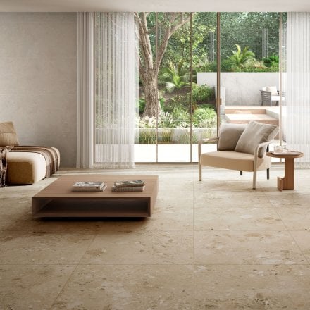 Beige Matt - Terazzia Smooth Porcelain Wall & Floor Tile 900 x 900mm