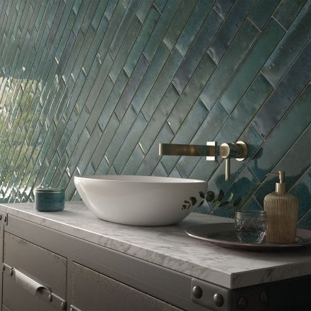 Blue Gloss - Aura Smooth Ceramic Wall Tile 75 x 300mm