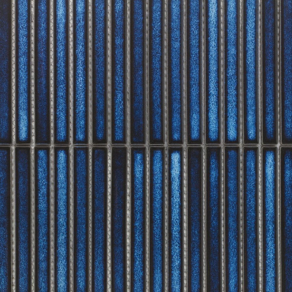 Blue Gloss - Linear Smooth Mosaic Porcelain Wall Tile 315 x 296mm