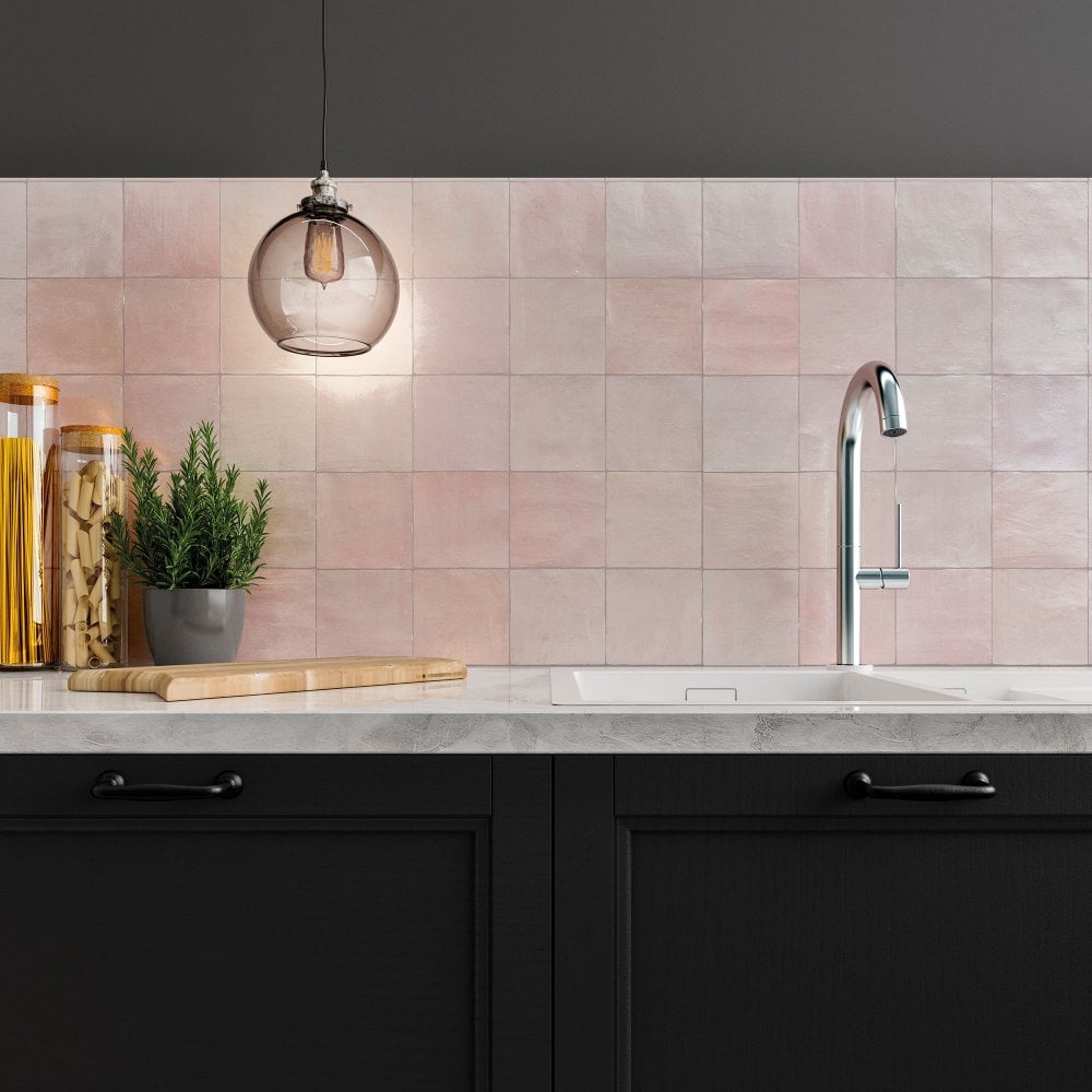 Blush Pink Gloss - Vivid Smooth Ceramic Wall Tile 130 x 130mm