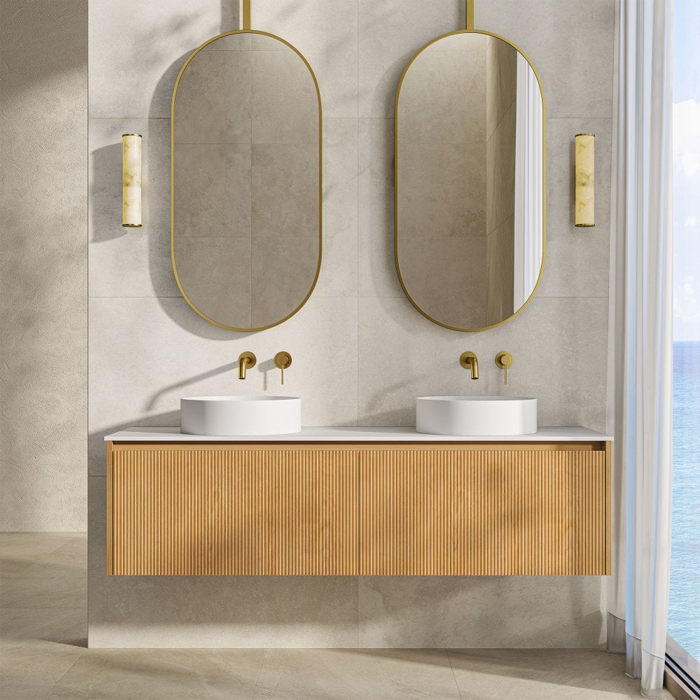 Capri 1500mm Oak Vanity Unit With Stone Countertop