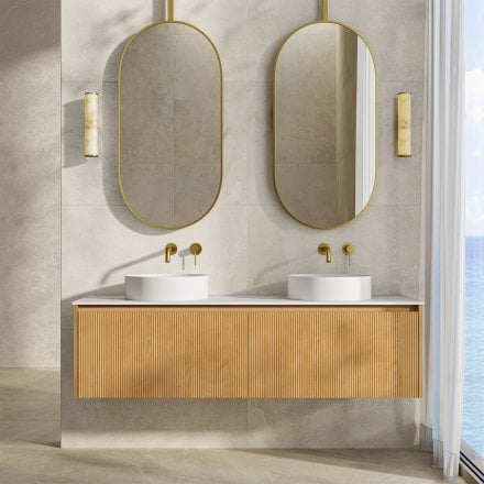 Capri 1500mm Oak Vanity Unit With Stone Countertop