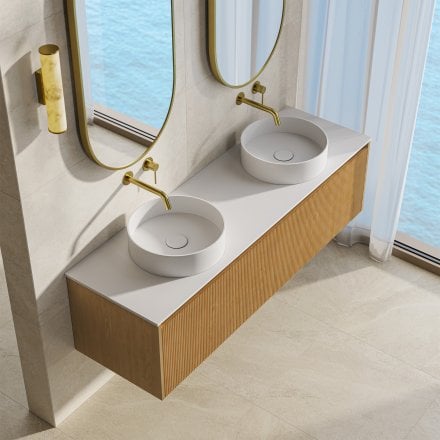 Capri 1500mm Oak Vanity Unit With Stone Countertop