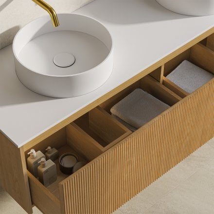 Capri 1500mm Oak Vanity Unit With Stone Countertop