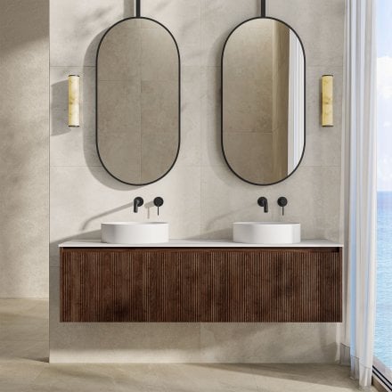 Capri 1500mm Walnut Vanity Unit With Stone Countertop