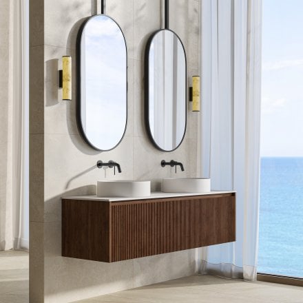 Capri 1500mm Walnut Vanity Unit With Stone Countertop