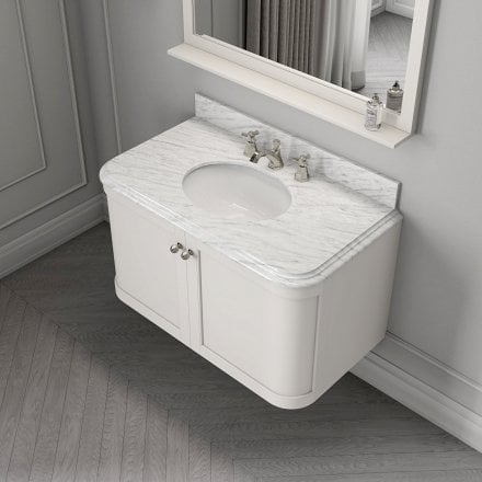 Cavendish Matt Cream Carrara Marble Vanity Unit 1000mm