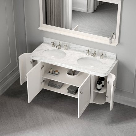 Cavendish Matt Cream Carrara Marble Vanity Unit 1400mm