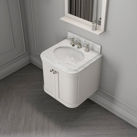 Cavendish Matt Cream Carrara Marble Vanity Unit 600mm