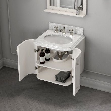 Cavendish Matt Cream Carrara Marble Vanity Unit 600mm