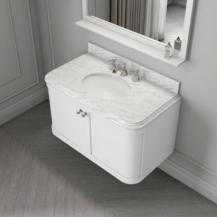 Cavendish Matt White Carrara Marble Vanity Unit 1000mm
