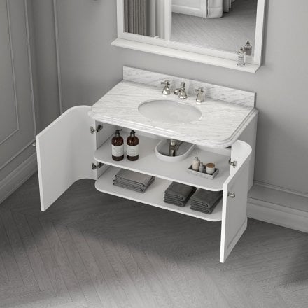 Cavendish Matt White Carrara Marble Vanity Unit 1000mm