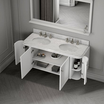 Cavendish Matt White Carrara Marble Vanity Unit 1400mm