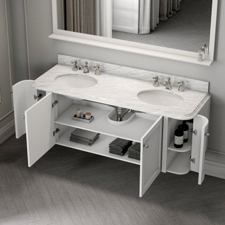 Cavendish Matt White Carrara Marble Vanity Unit 1600mm