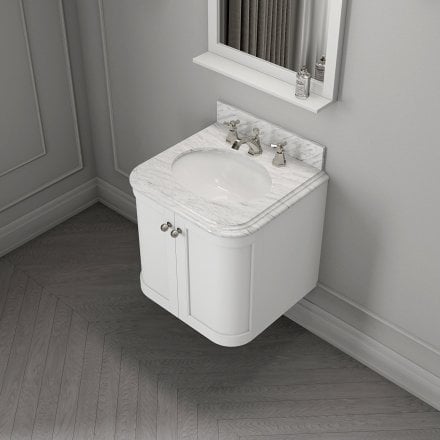 Cavendish Matt White Carrara Marble Vanity Unit 600mm