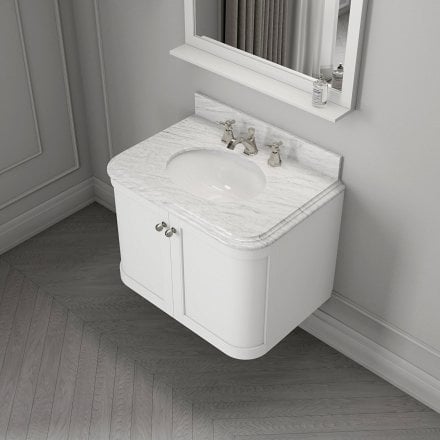 Cavendish Matt White Carrara Marble Vanity Unit 800mm