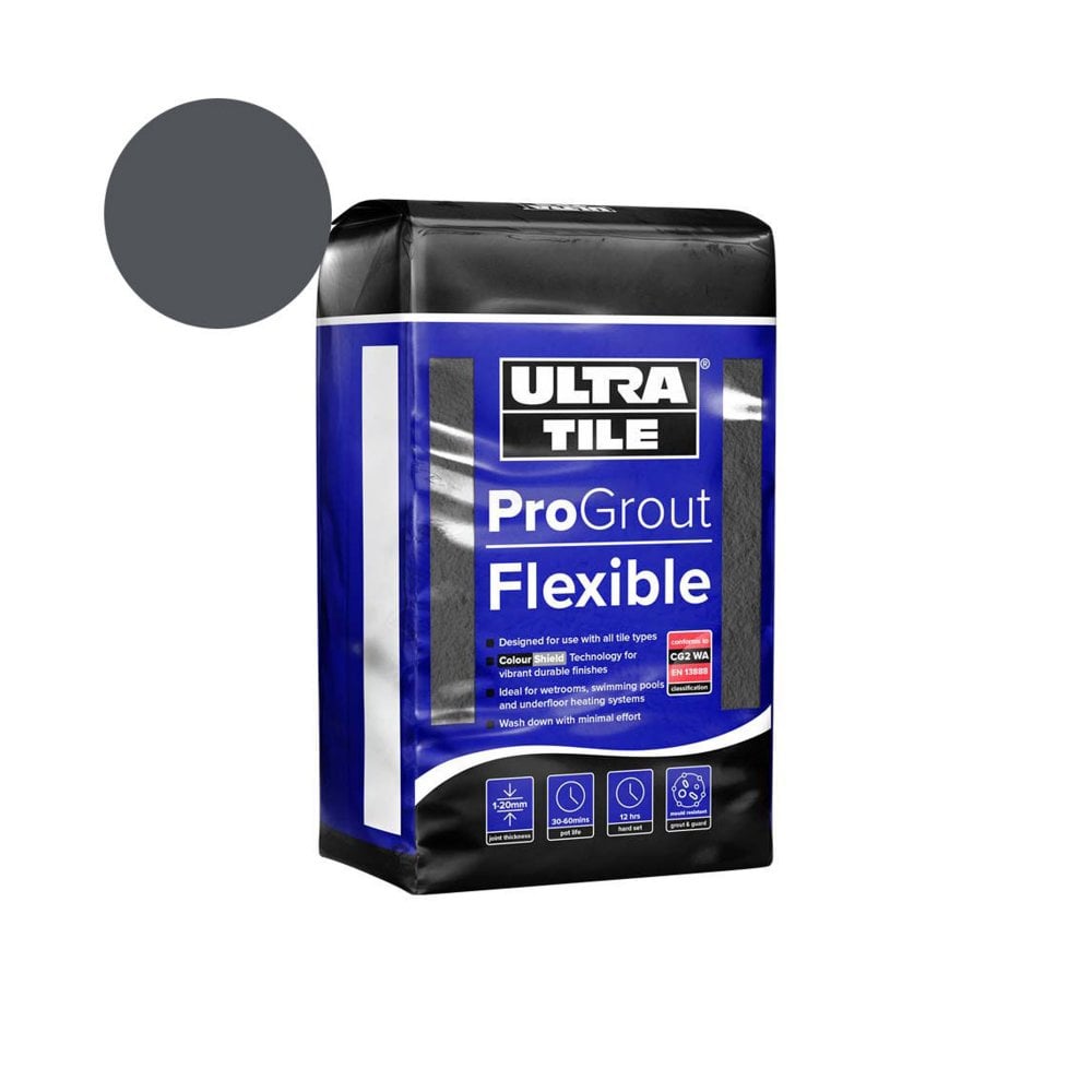 Charcoal Ultra ProGrout - 3kg Flexible Wall & Flooring Grout