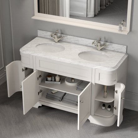 Claridge Matt Cream Carrara Marble Vanity Unit 1400mm