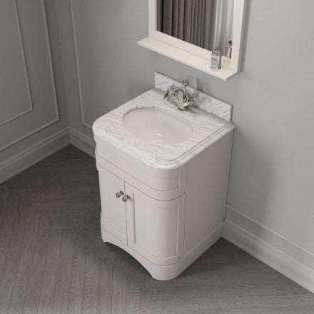 Claridge Matt Cream Carrara Marble Vanity Unit 600mm