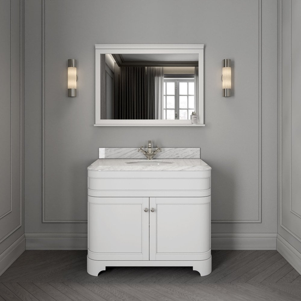 Claridge Matt White Carrara Marble Vanity Unit 1000mm