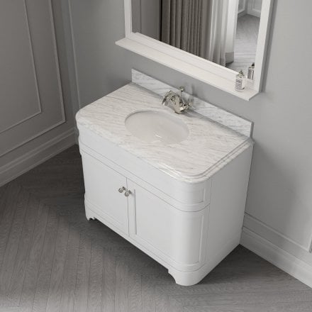Claridge Matt White Carrara Marble Vanity Unit 1000mm