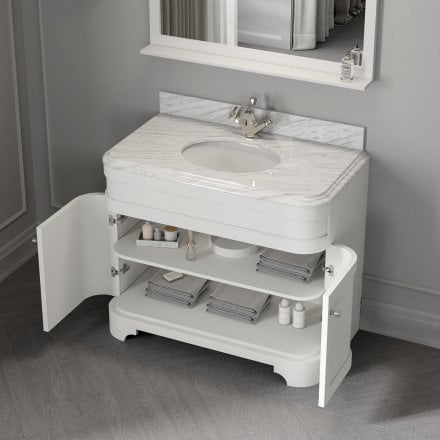 Claridge Matt White Carrara Marble Vanity Unit 1000mm